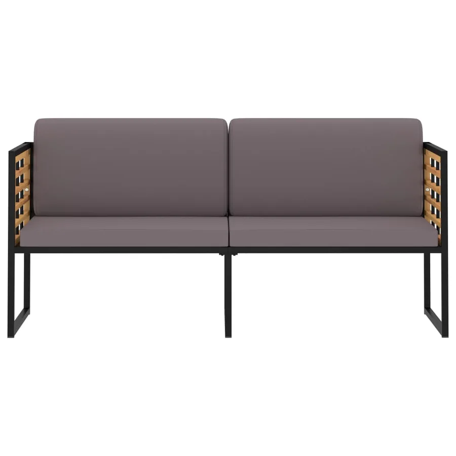 Banc de jardin avec coussins 136 cm Bois d'acacia Gris foncé - 2