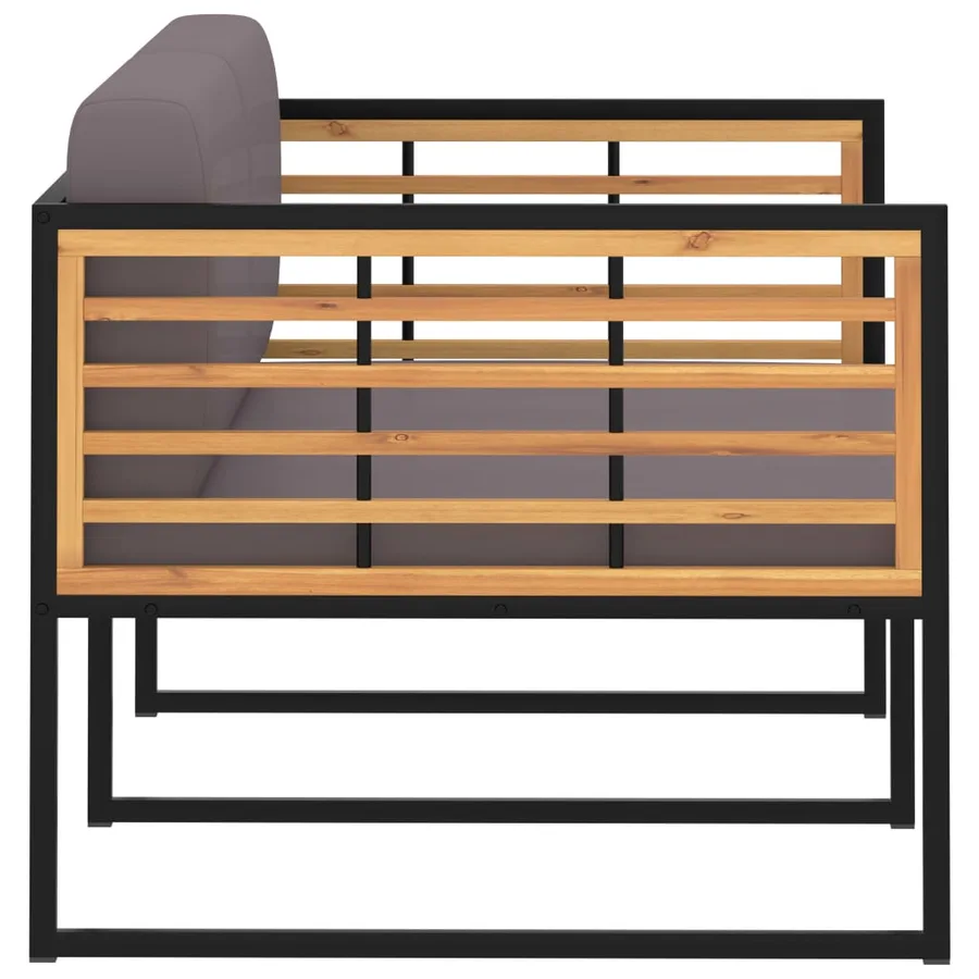 Banc de jardin avec coussins 136 cm Bois d'acacia Gris foncé - 3