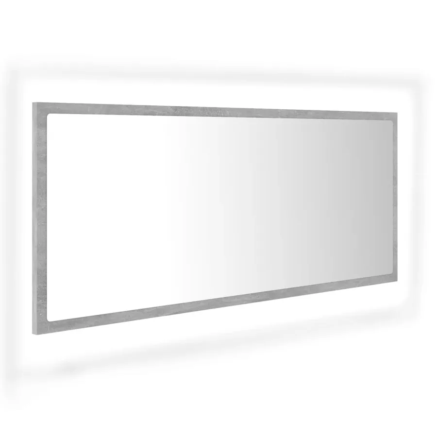 Miroir à LED de salle de bain Gris béton 100x8,5x37cm Acrylique - 2
