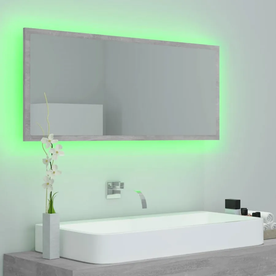 Miroir à LED de salle de bain Gris béton 100x8,5x37cm Acrylique - 4