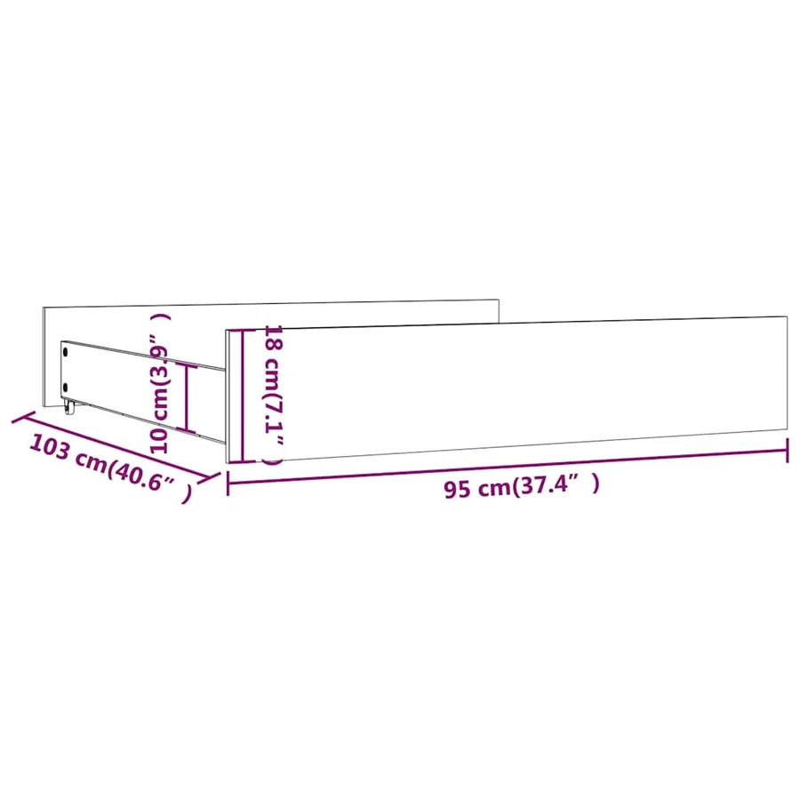 Tiroirs de lit 2 pcs blanc Bois de pin massif - 8