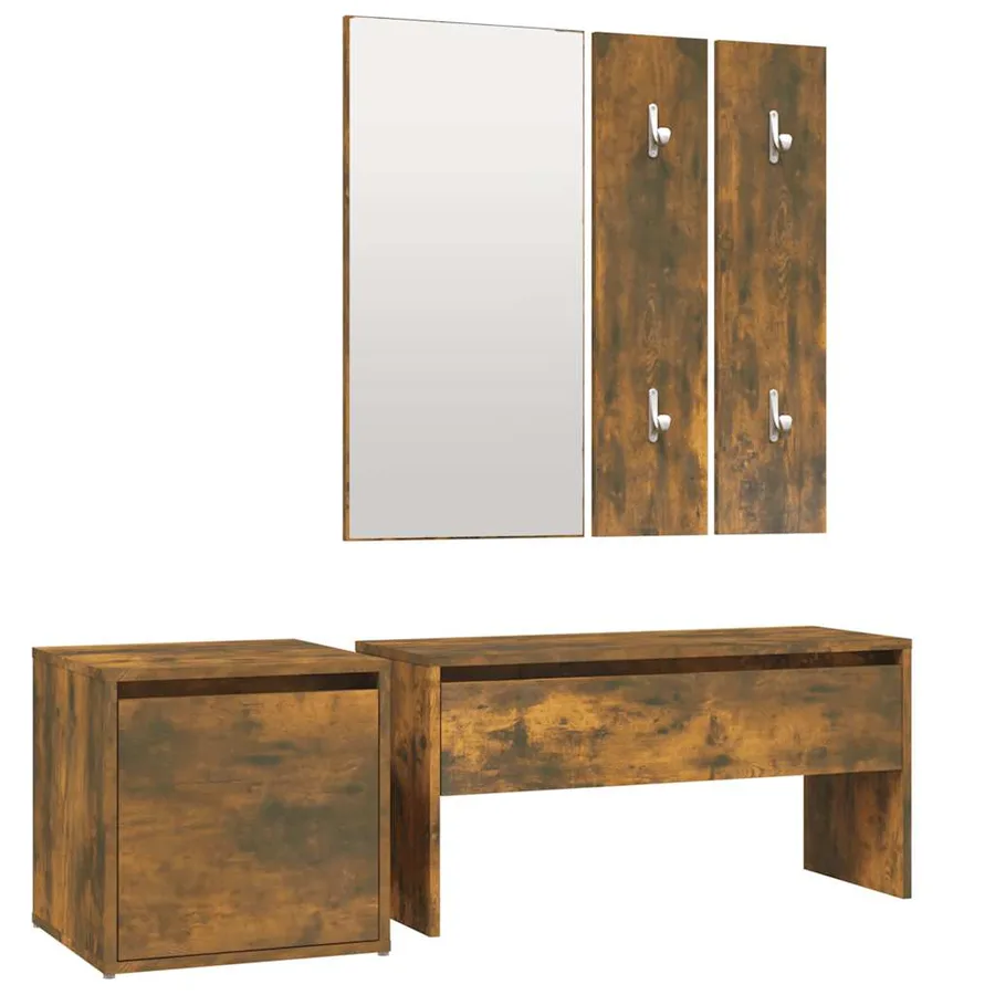 Ensemble de meubles de couloir Chêne fumé Bois d'ingénierie - 2