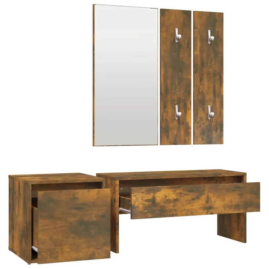 Ensemble de meubles de couloir Chêne fumé Bois d'ingénierie - 5