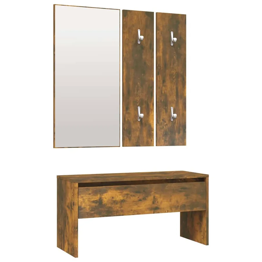 Ensemble de meubles de couloir Chêne fumé Bois d'ingénierie - 6