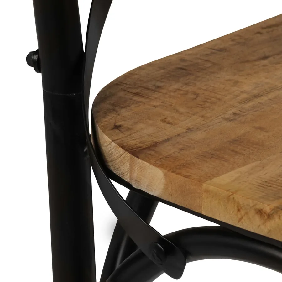 Chaises à dossier croisé lot de 6 noir bois de manguier massif - 10