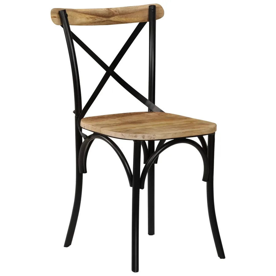 Chaises à dossier croisé lot de 6 noir bois de manguier massif - 13