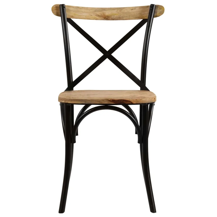 Chaises à dossier croisé lot de 6 noir bois de manguier massif - 6