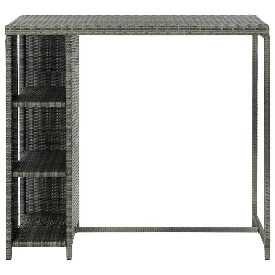 Table de bar avec rangement Gris 120x60x110 cm Résine tressée - 2