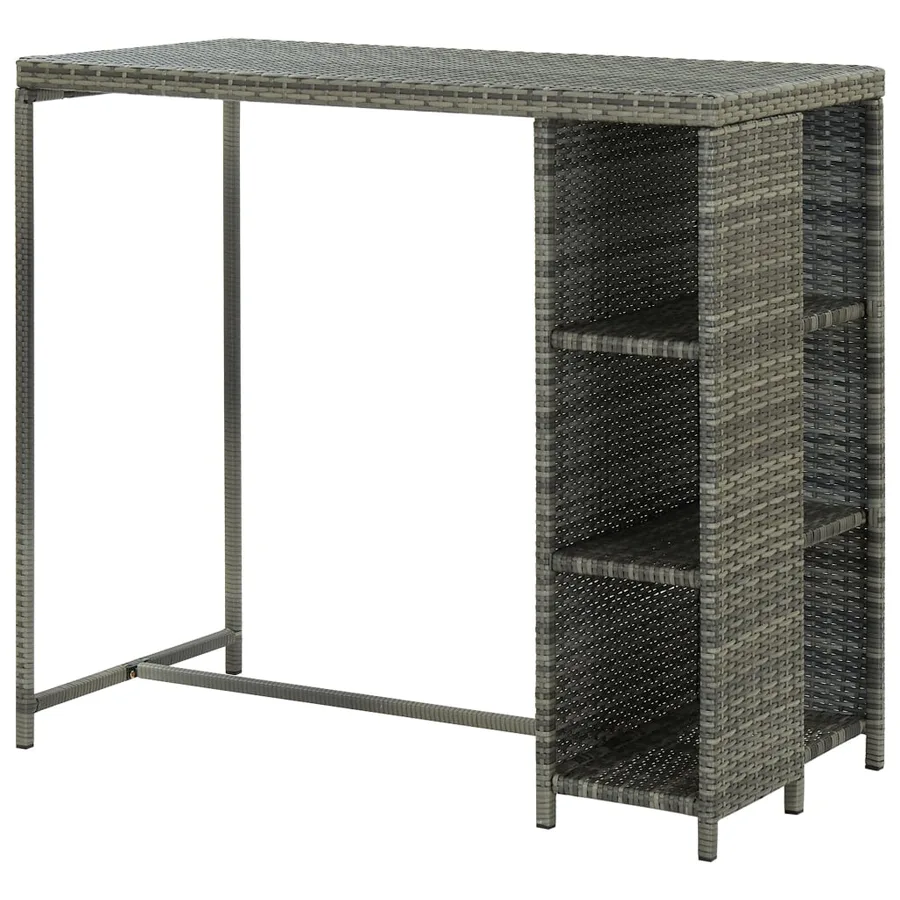 Table de bar avec rangement Gris 120x60x110 cm Résine tressée - 4