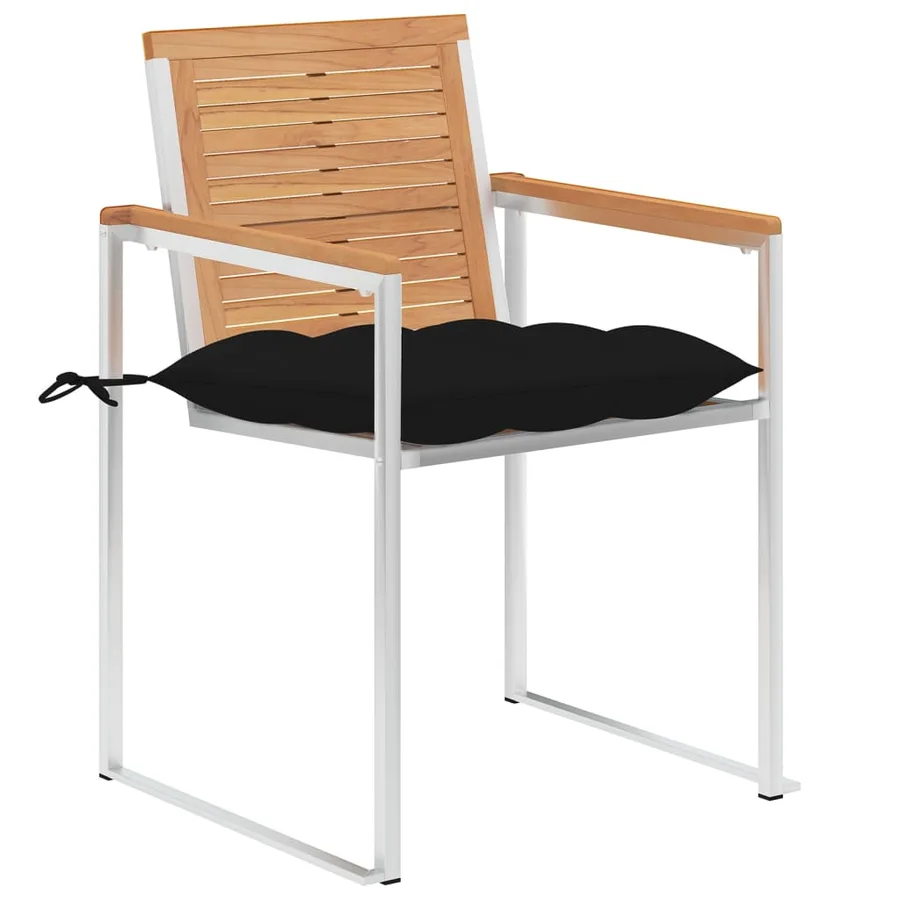 Chaises de jardin lot de 4 avec coussins Bois de teck massif - 2