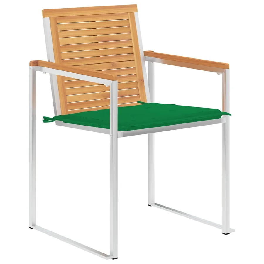 Chaises de jardin lot de 8 avec coussins Bois de teck massif - 2