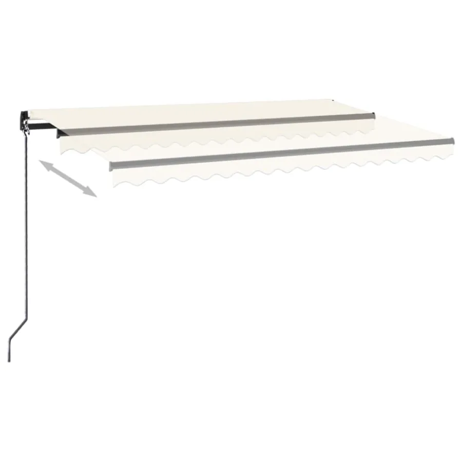 Auvent manuel rétractable avec LED 400x350 cm Crème - 3
