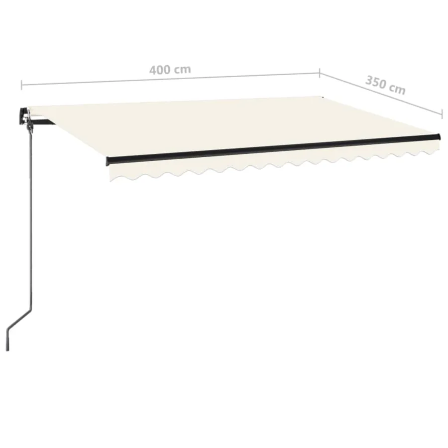 Auvent manuel rétractable avec LED 400x350 cm Crème - 7