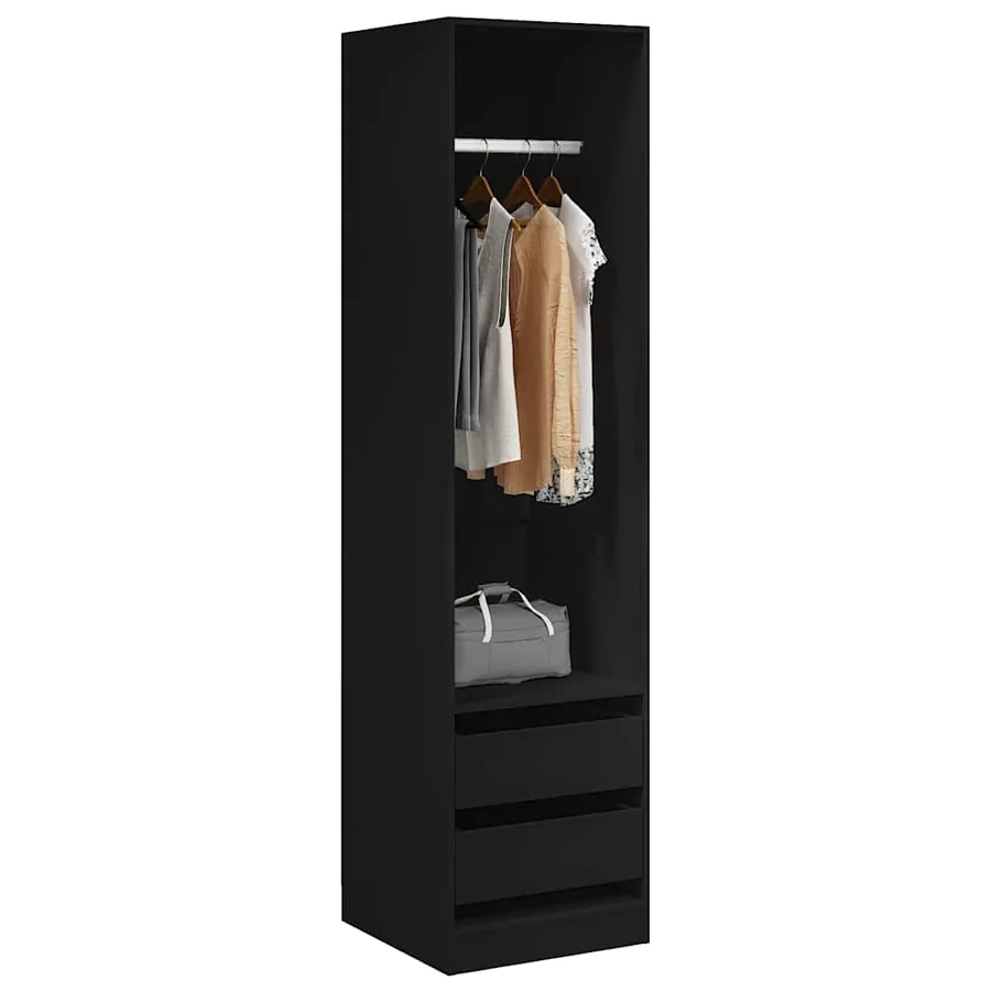 Garde-robe avec tiroirs Noir 50x50x200 cm Bois d'ingénierie - 3