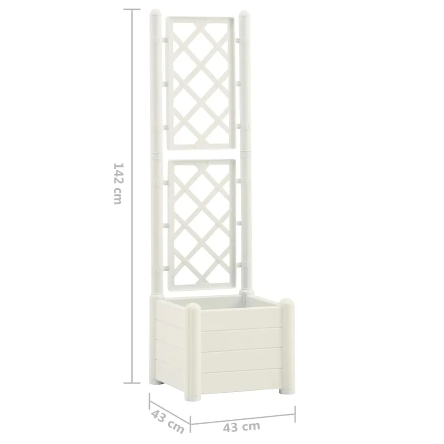 Jardinière avec treillis 43x43x142 cm PP Blanc - 7