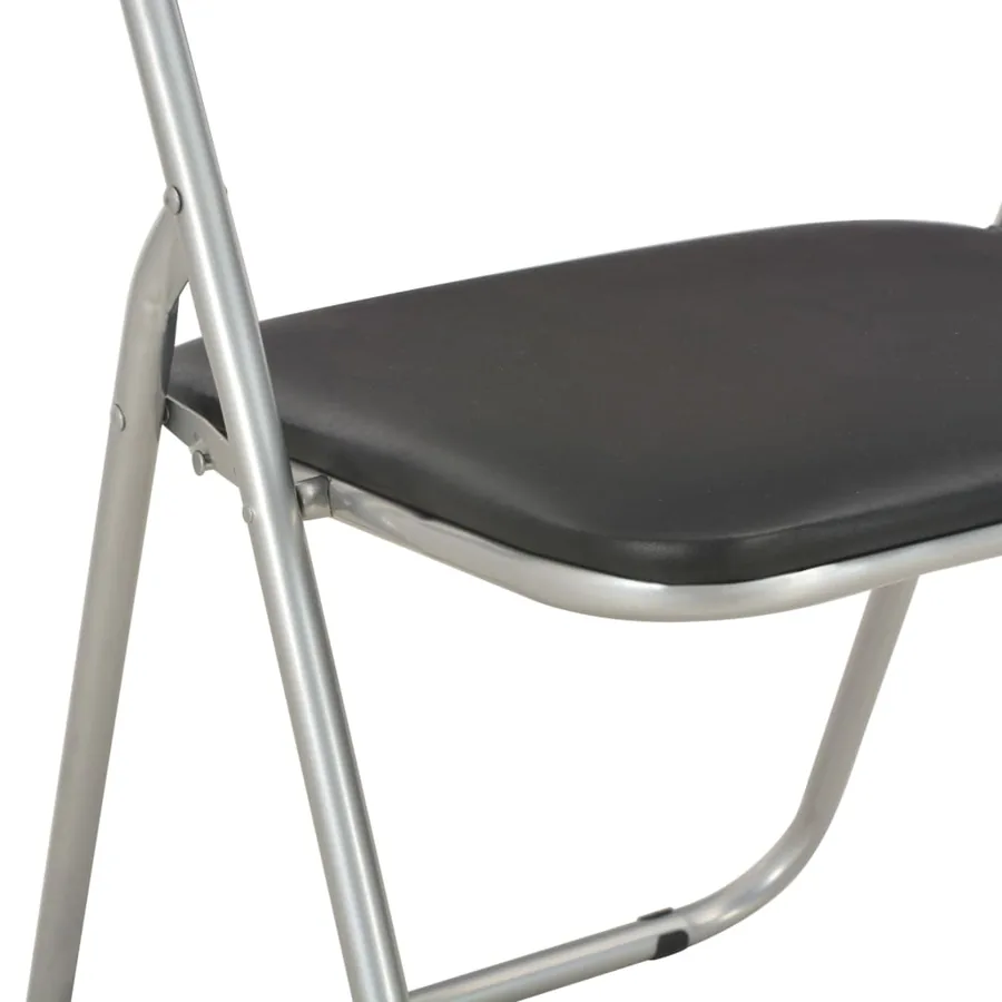 Chaises pliantes à manger lot de 4 noir similicuir - 6