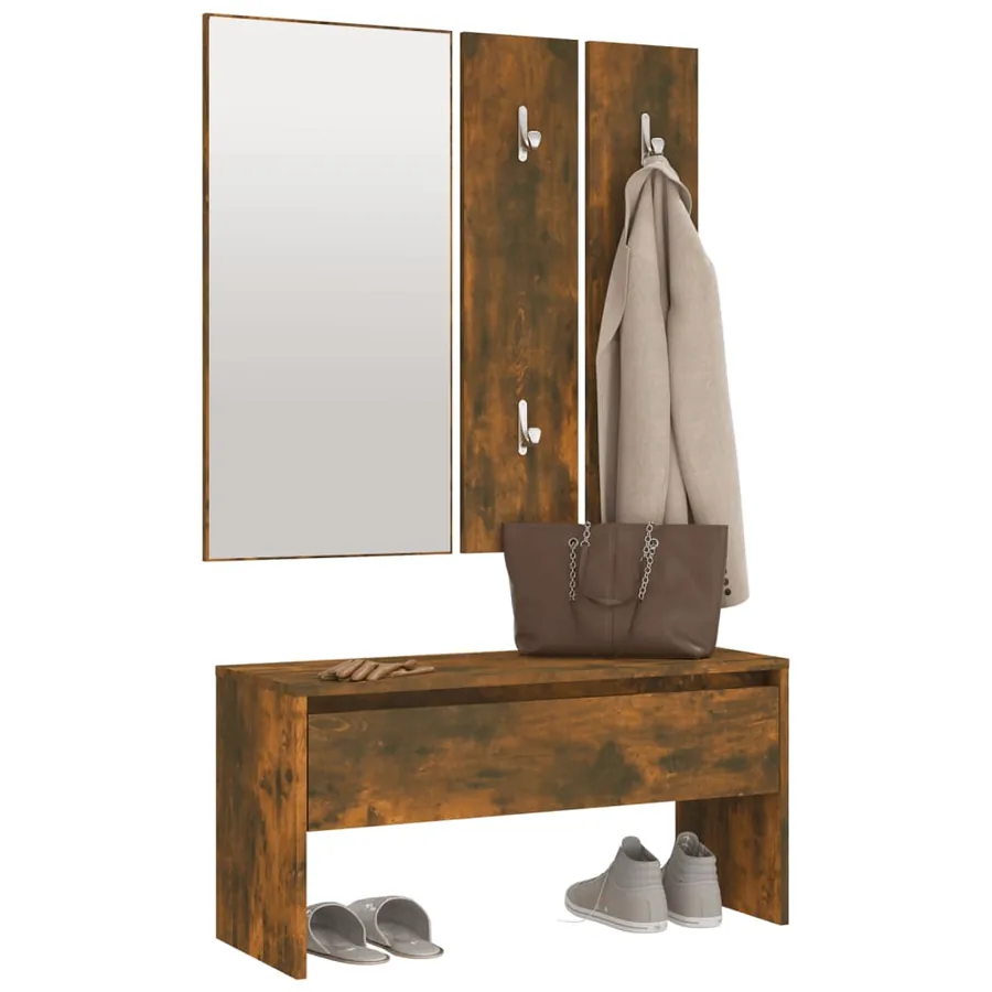 Ensemble de meubles de couloir Chêne fumé Bois d'ingénierie - 4