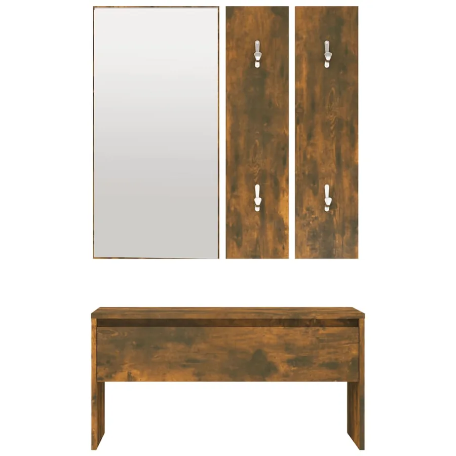 Ensemble de meubles de couloir Chêne fumé Bois d'ingénierie - 5
