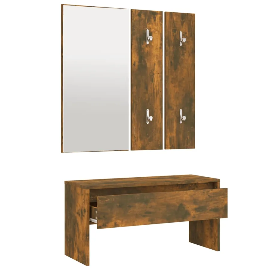 Ensemble de meubles de couloir Chêne fumé Bois d'ingénierie - 6
