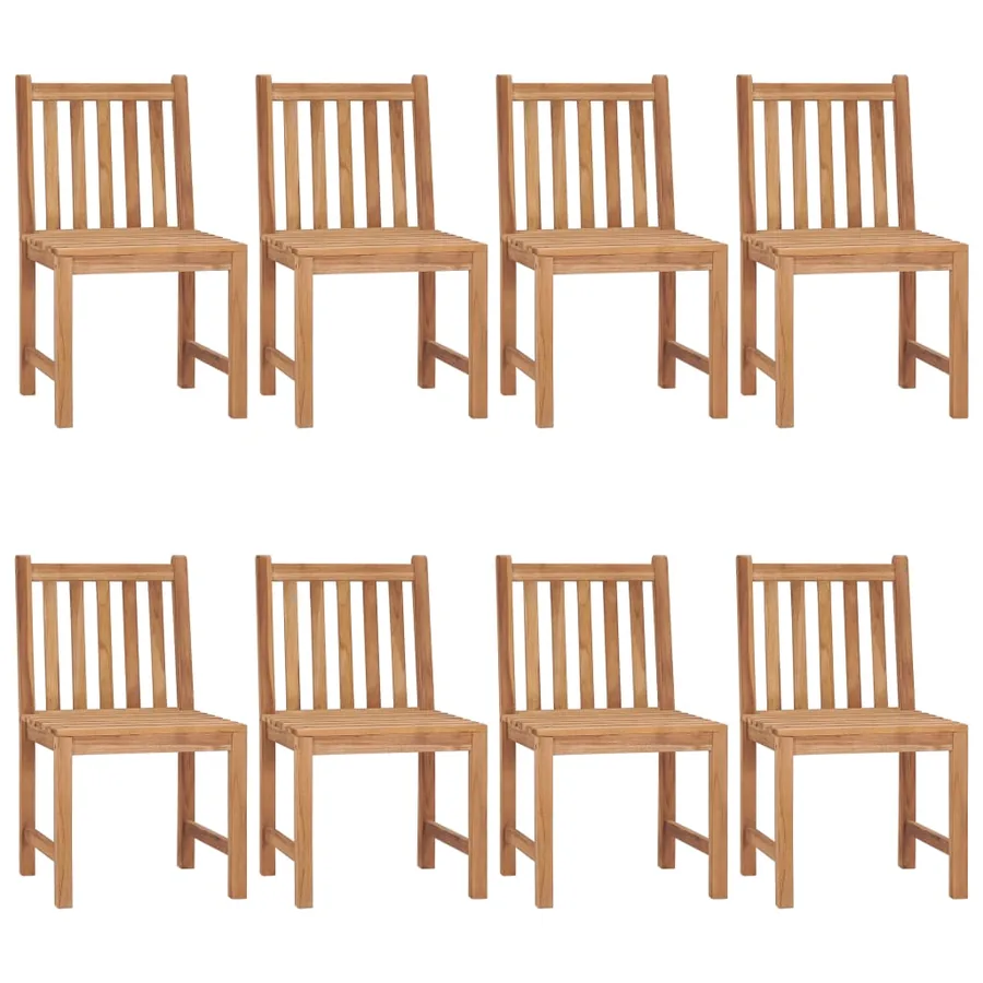 Chaises de jardin lot de 8 avec coussins Bois de teck massif - 2