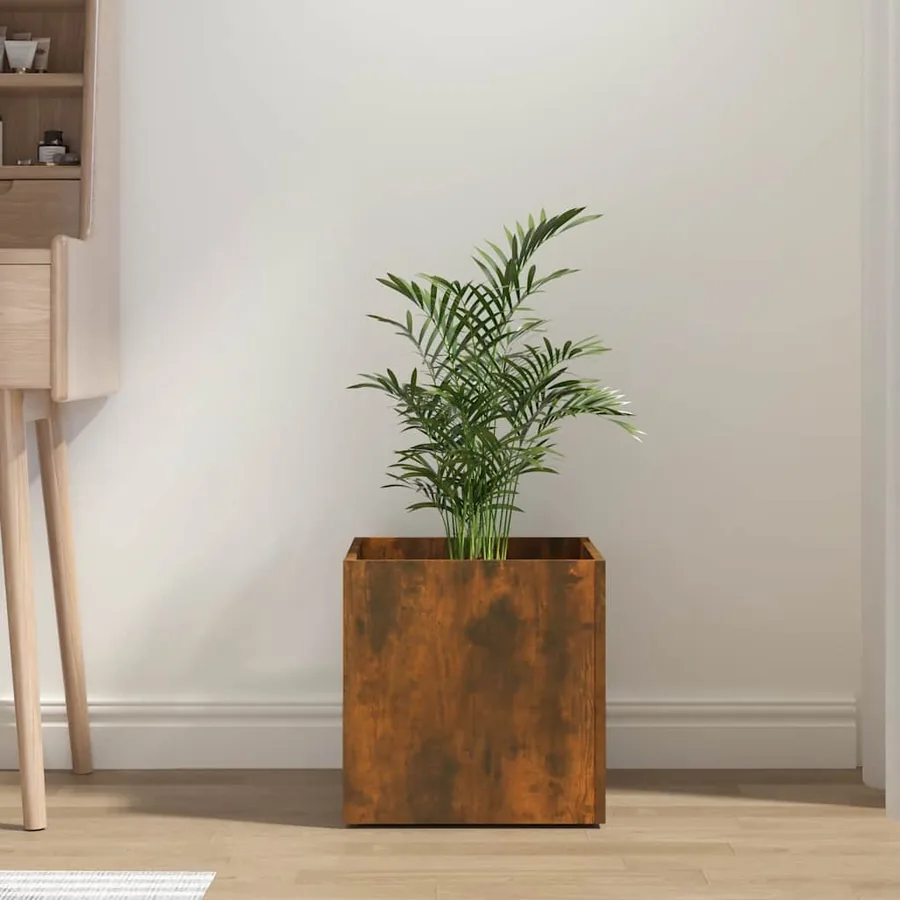 Jardinière Chêne fumé 40x40x40 cm Bois d'ingénierie - 3