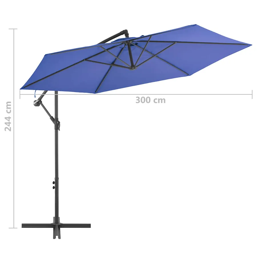 Parasol de jardin en porte-à-faux avec mât en aluminium bleu - 8