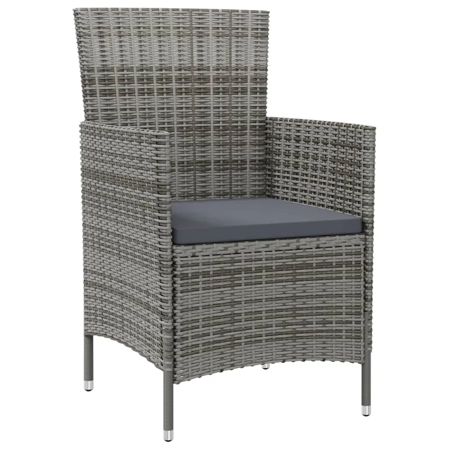 Chaises de jardin avec coussins lot de 2 Résine tressée Gris - 2