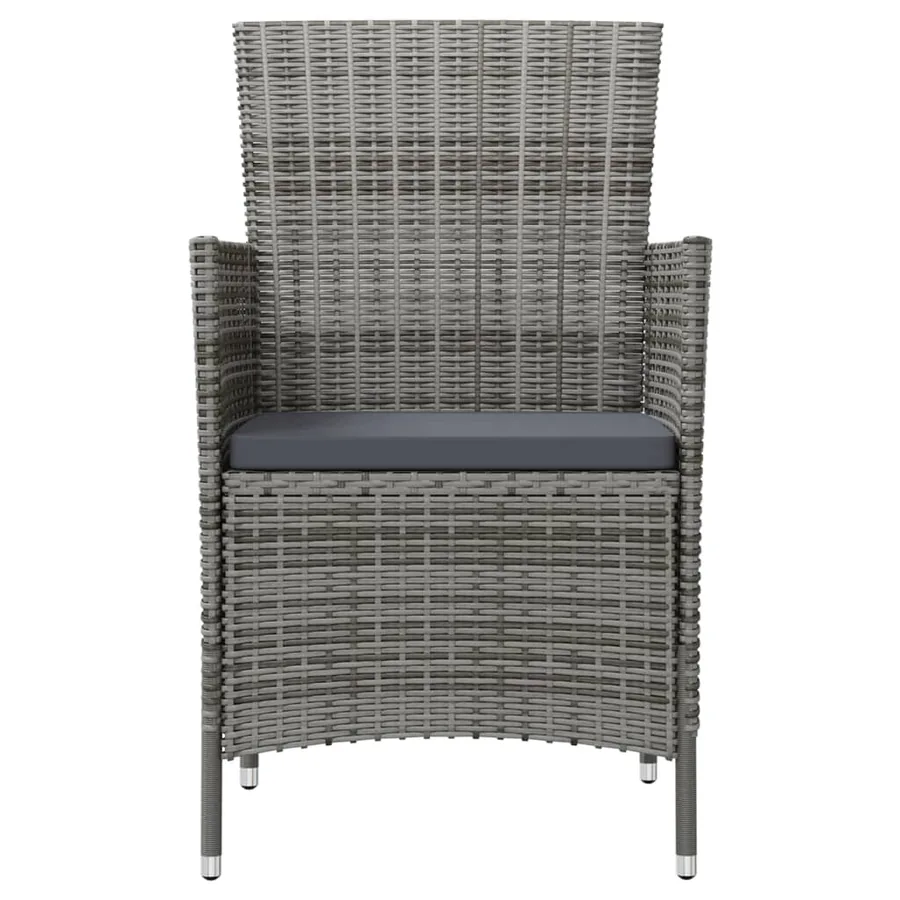 Chaises de jardin avec coussins lot de 2 Résine tressée Gris - 3