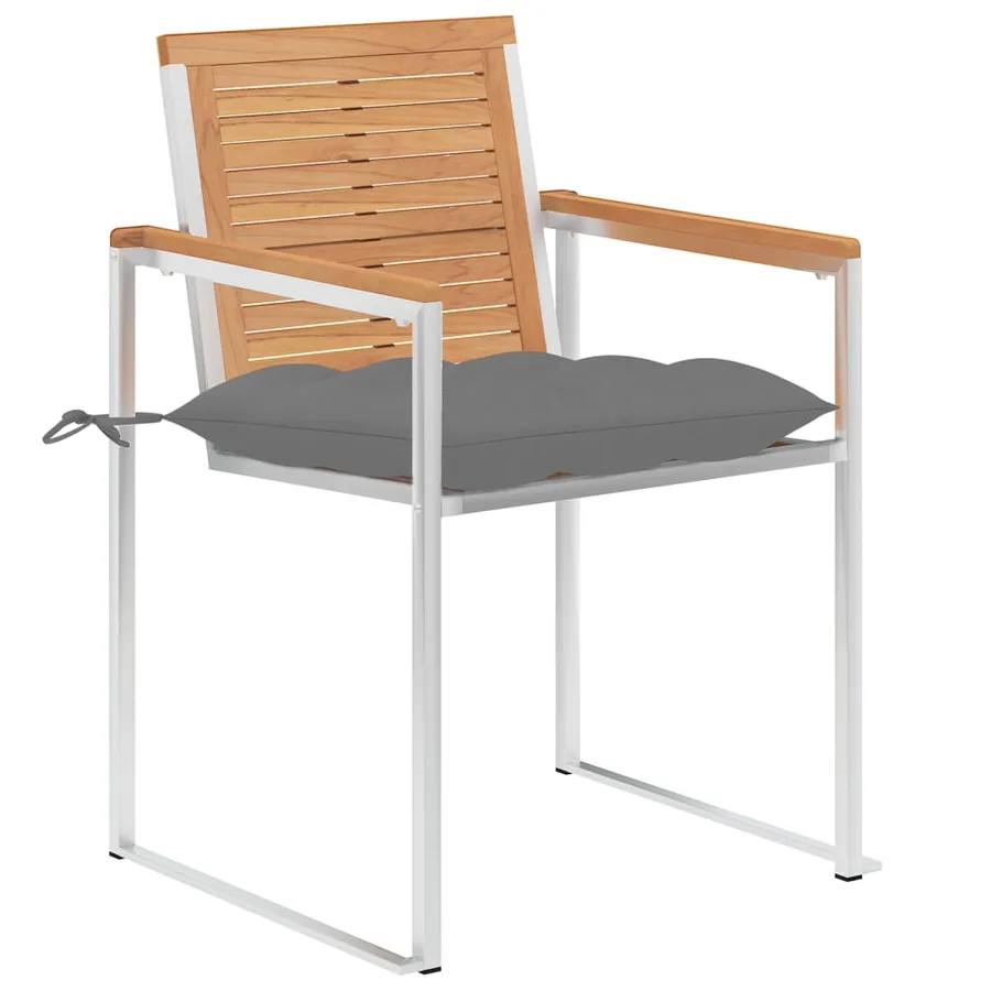 Chaises de jardin lot de 8 avec coussins Bois de teck massif - 2
