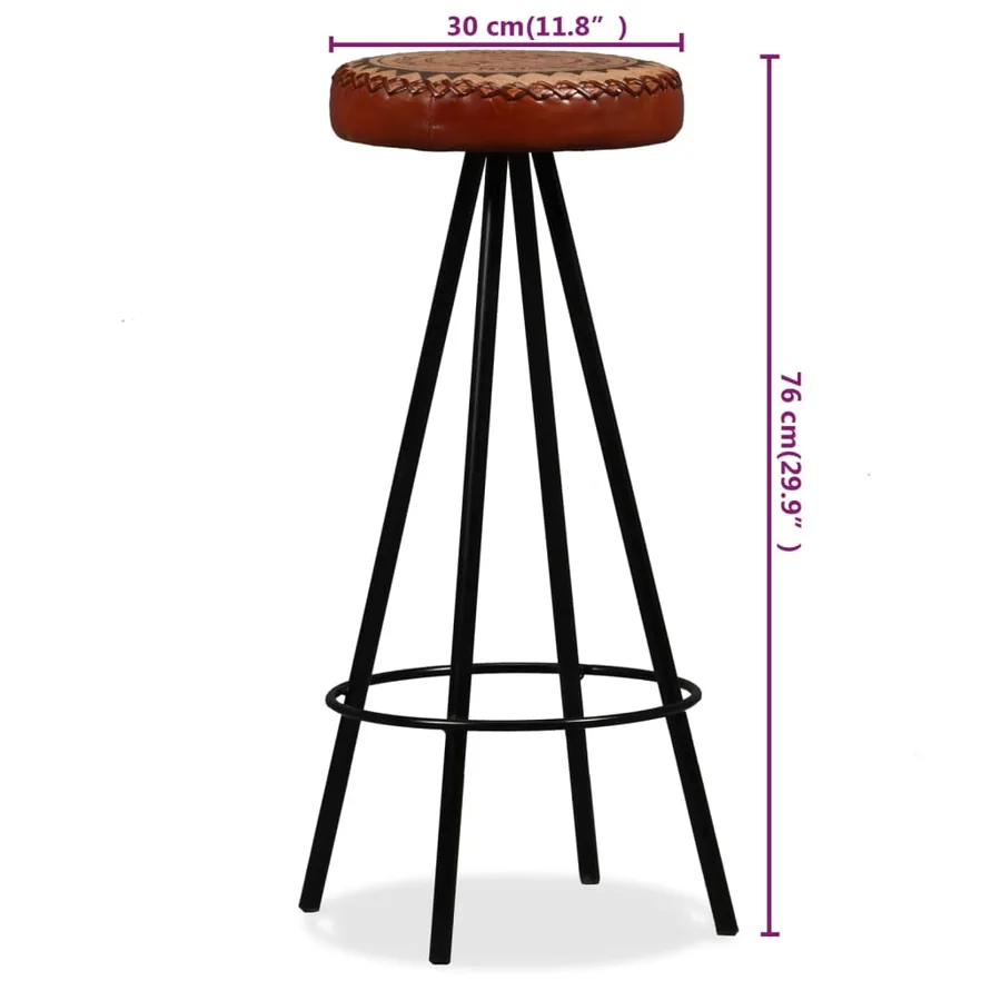 Ensemble de bar 3 pcs Bois de récupération Cuir véritable et toile - 17