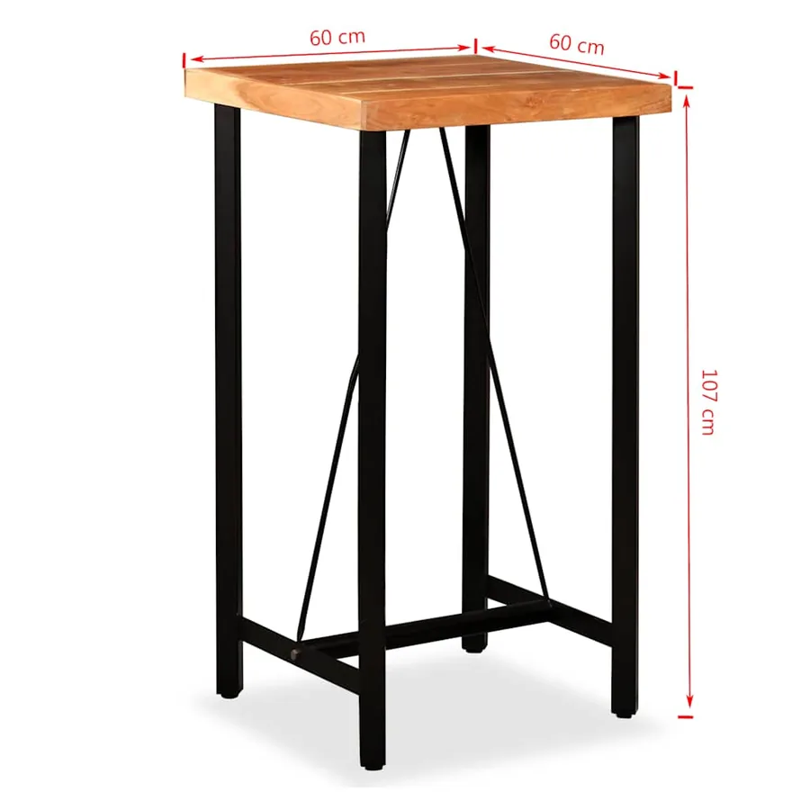 Ensemble de bar 3 pcs Bois d'acacia Cuir véritable et toile - 15
