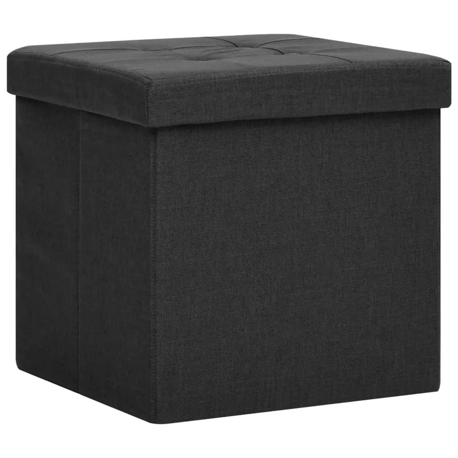 Tabouret de rangement pliable Noir Faux lin - 2