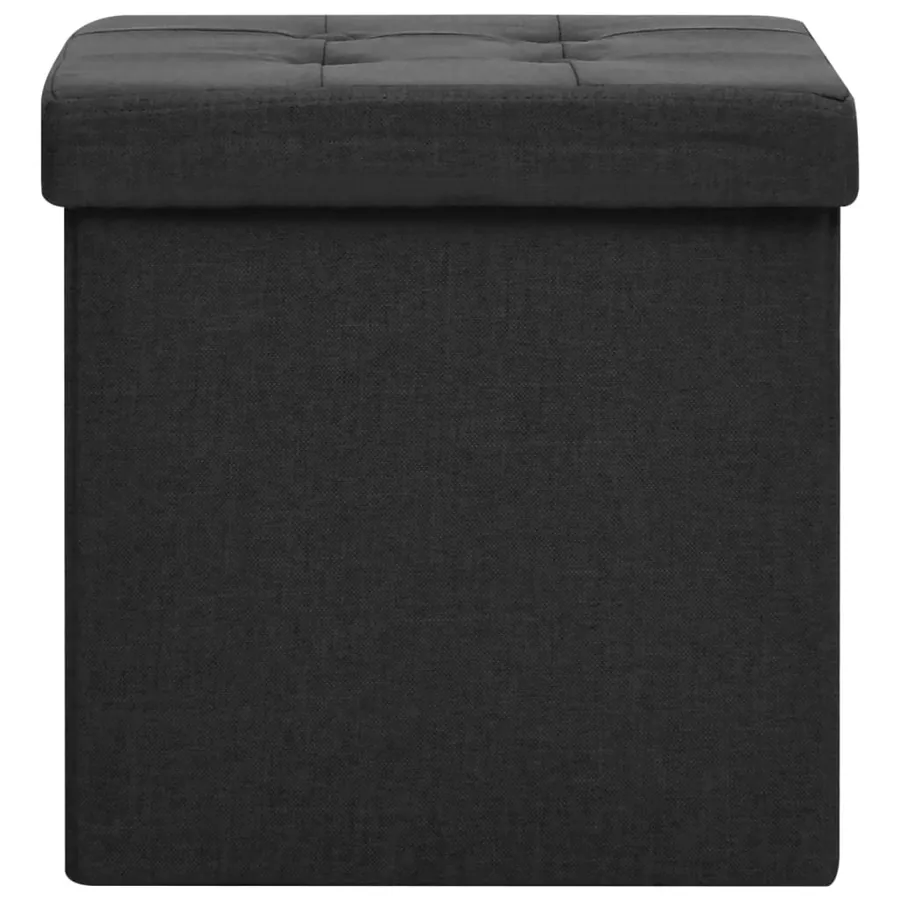 Tabouret de rangement pliable Noir Faux lin - 3