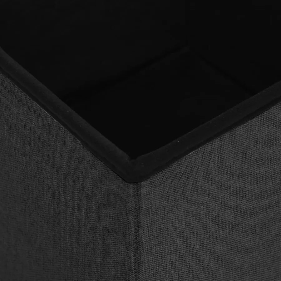 Tabouret de rangement pliable Noir Faux lin - 6