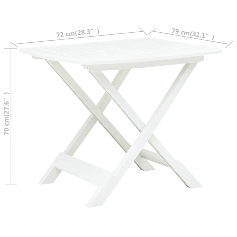 Table pliable de jardin Blanc 79x72x70 cm Plastique - 6
