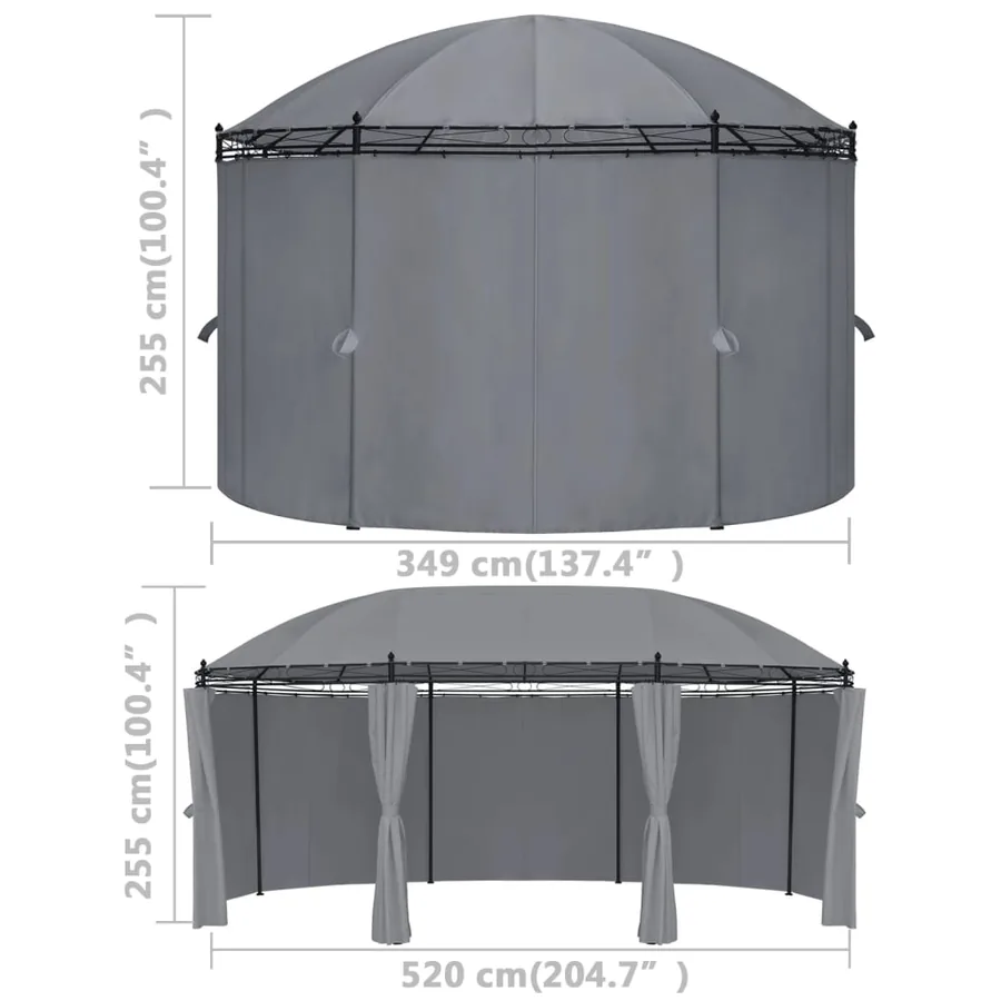 Tonnelle avec rideaux 520x349x255 cm Anthracite - 7