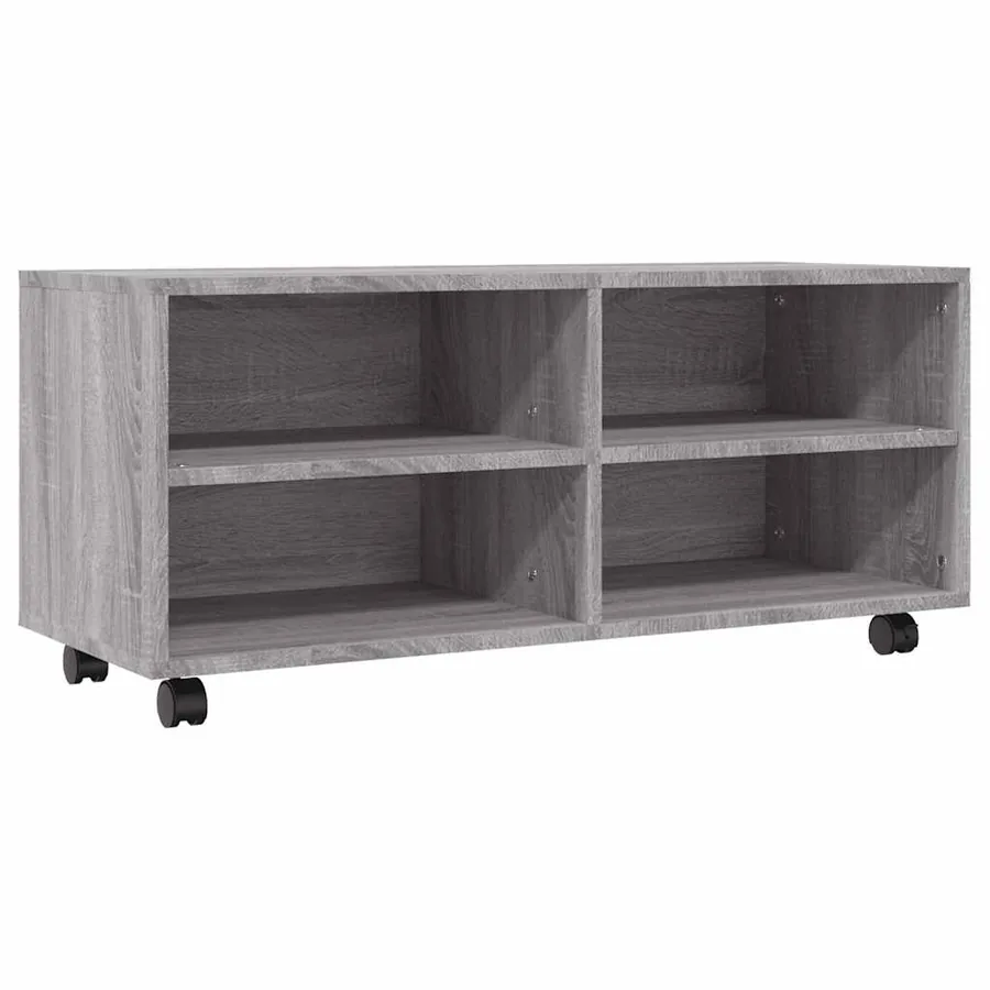 Meuble TV sur roulettes Sonoma gris 90x35x35 cm Bois ingénierie - 2