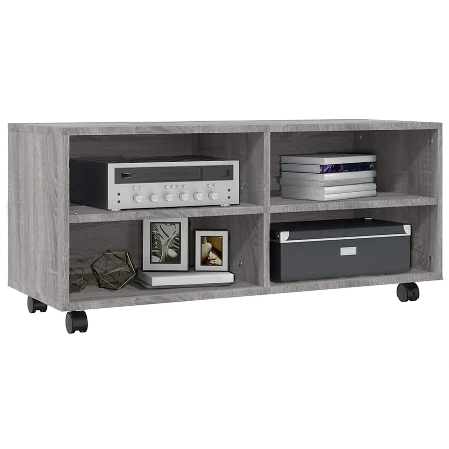 Meuble TV sur roulettes Sonoma gris 90x35x35 cm Bois ingénierie - 3
