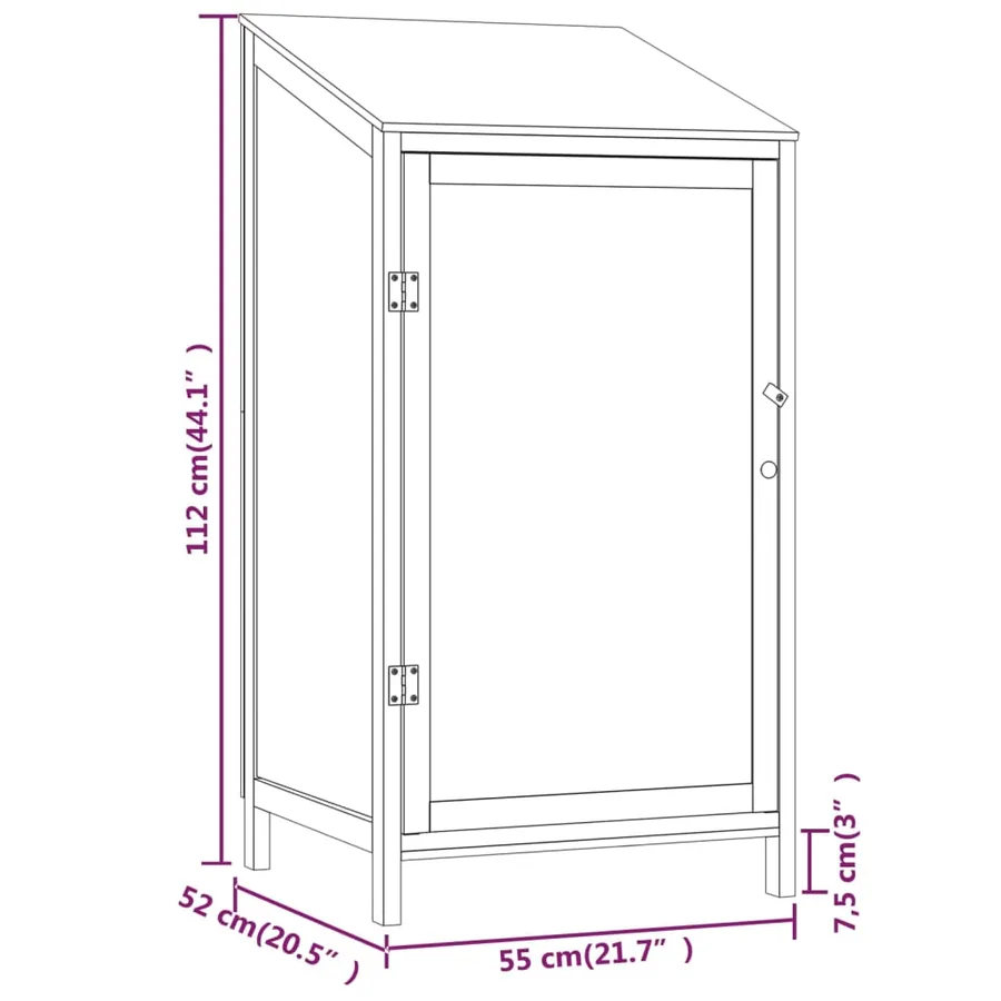 Remise de jardin 55x52x112 cm Bois de sapin solide - 7