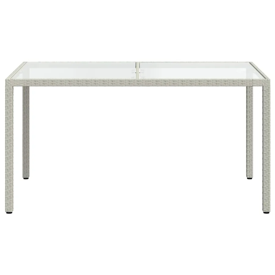 Table de jardin 150x90x75 cm Verre trempé/résine tressée Blanc - 3