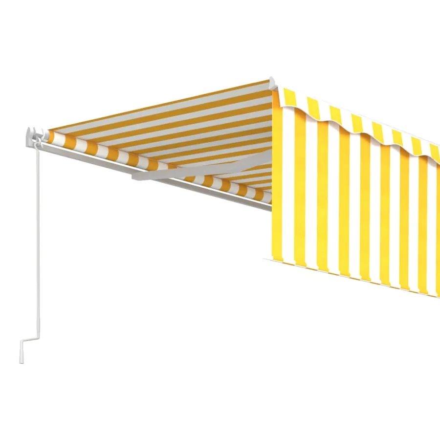 Auvent rétractable manuel avec store 5x3 m Jaune et blanc - 4