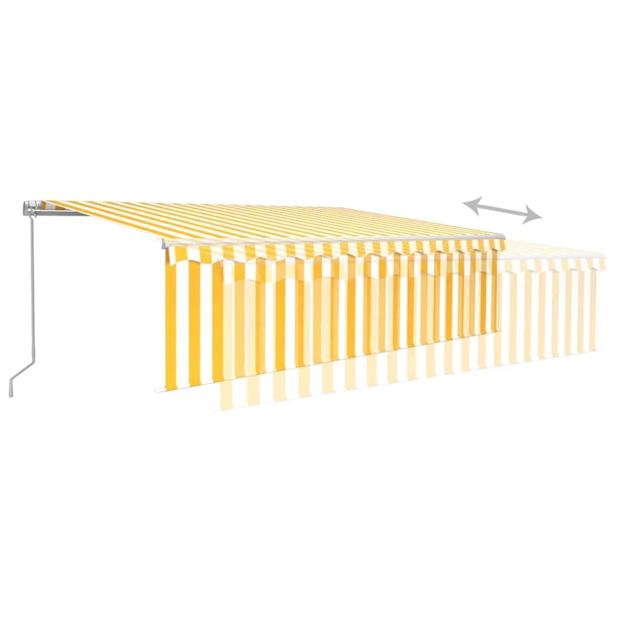 Auvent rétractable manuel avec store 5x3 m Jaune et blanc - 6