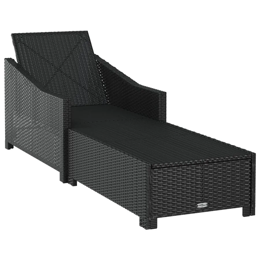 Chaise longue avec coussin blanc crème Résine tressée Noir - 5