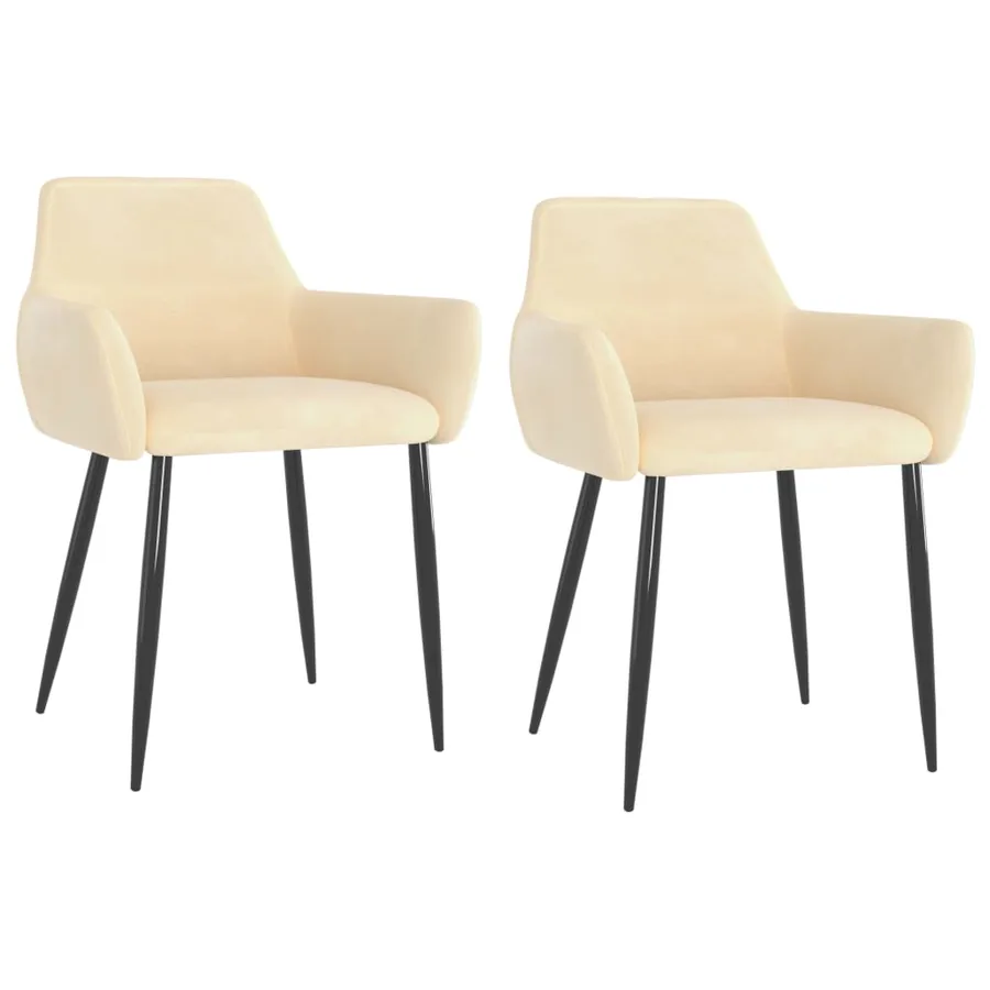 Chaises à manger lot de 2 Crème Velours