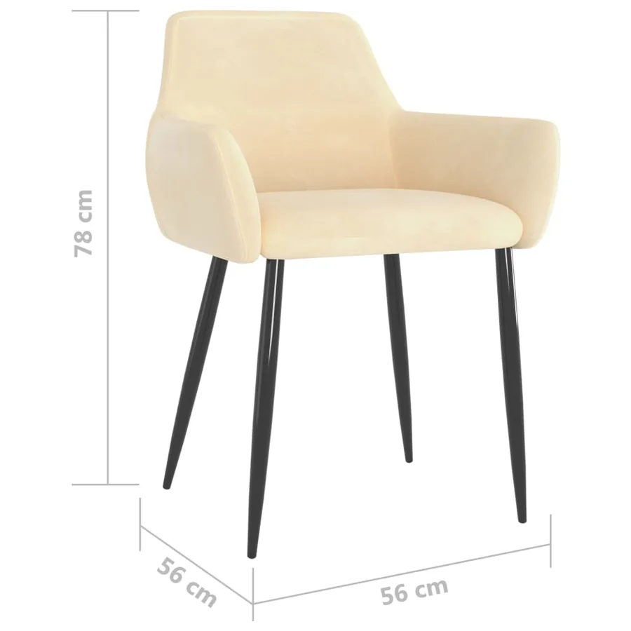 Chaises à manger lot de 2 Crème Velours - 7