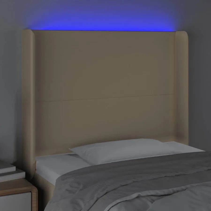 Tête de lit à LED Crème 103x16x118/128 cm Tissu - 3