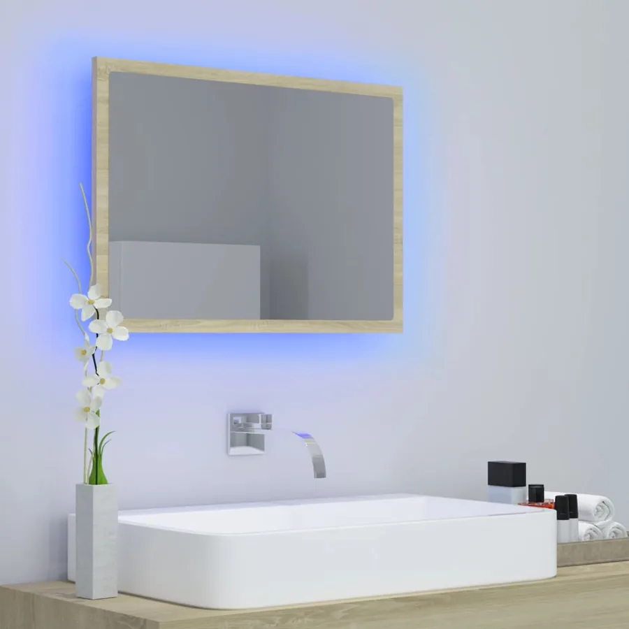 Miroir LED de salle de bain Chêne sonoma 60x8,5x37 cm Acrylique - 10