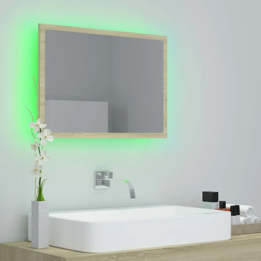 Miroir LED de salle de bain Chêne sonoma 60x8,5x37 cm Acrylique - 11