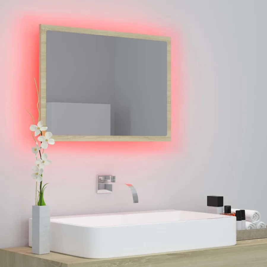Miroir LED de salle de bain Chêne sonoma 60x8,5x37 cm Acrylique - 12