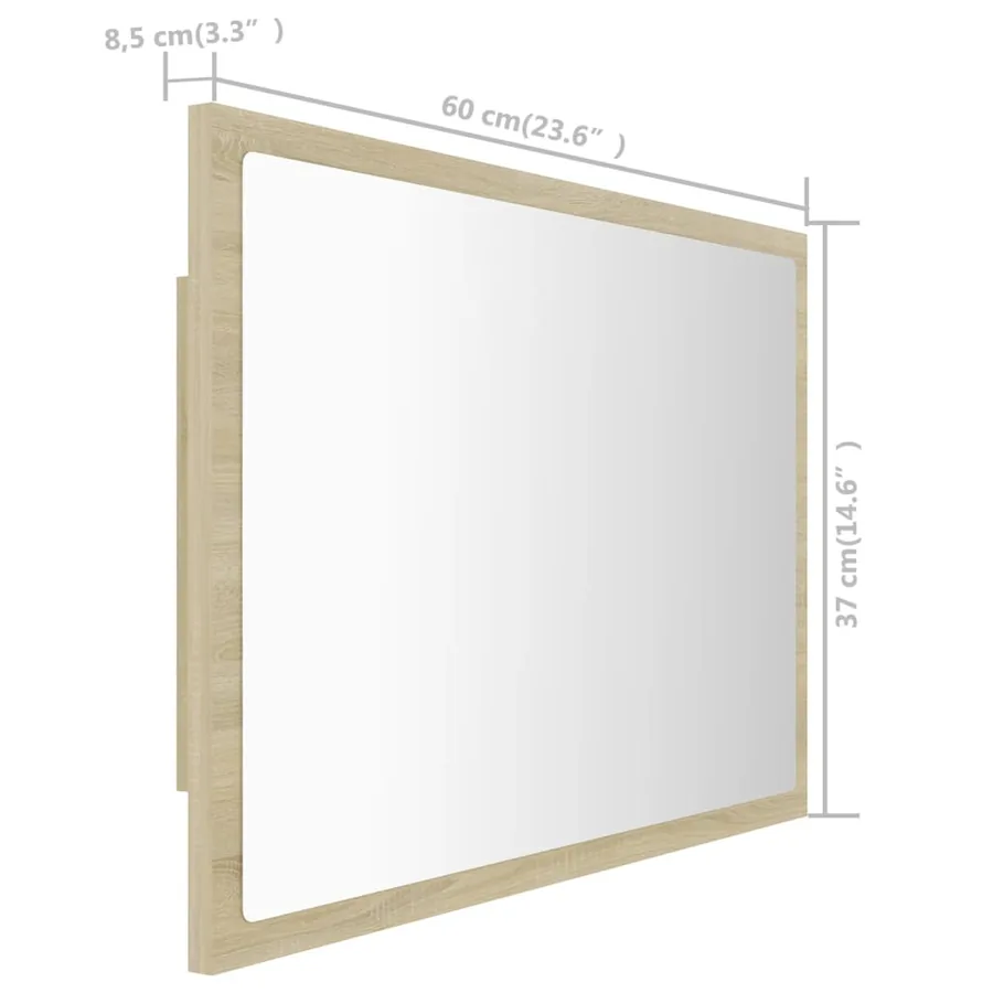 Miroir LED de salle de bain Chêne sonoma 60x8,5x37 cm Acrylique - 14